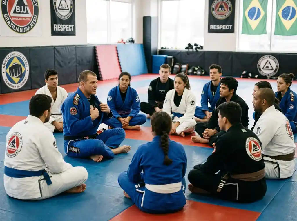 Treino de jiu-jitsu no tatame